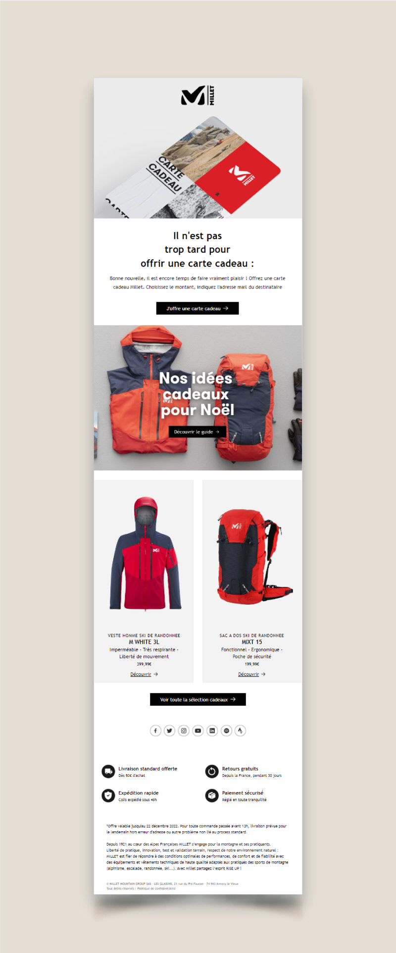 Newsletter Millet mountain group webdesign