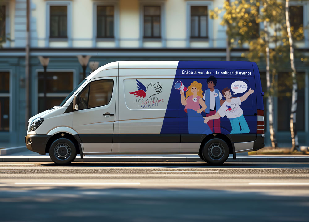 Covering de vehicule utilitaire pour le Secours Populaire de Haute-Savoie