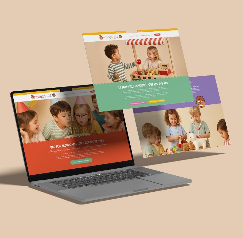 Design graphique et communication visuelle du site internet minoville.fr sur mobile et desktop