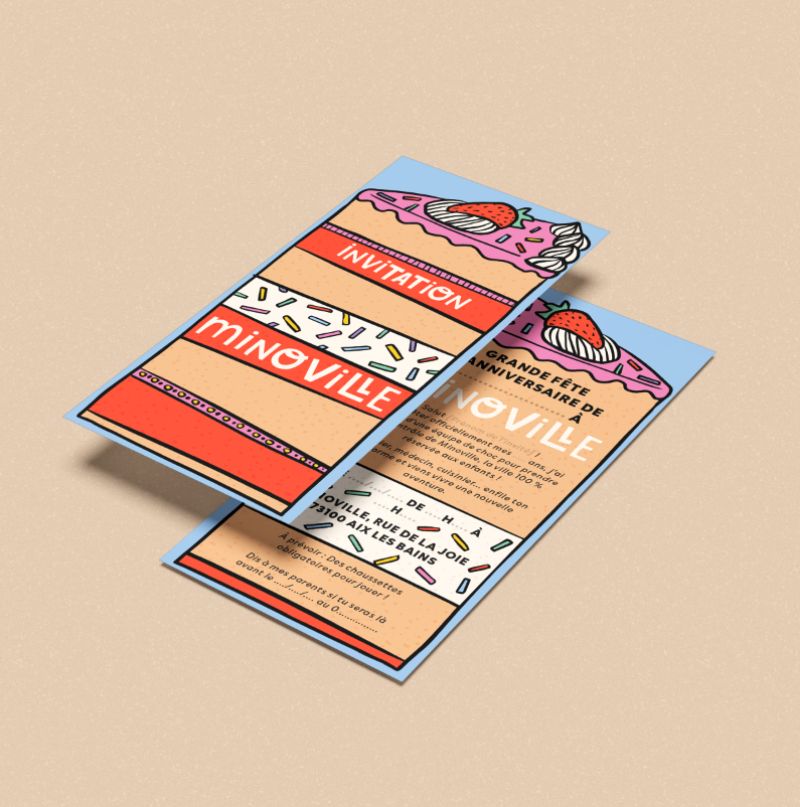 Illustrations et dessins personnalisés pour enfants de 0 à 7 ans, branding Minoville